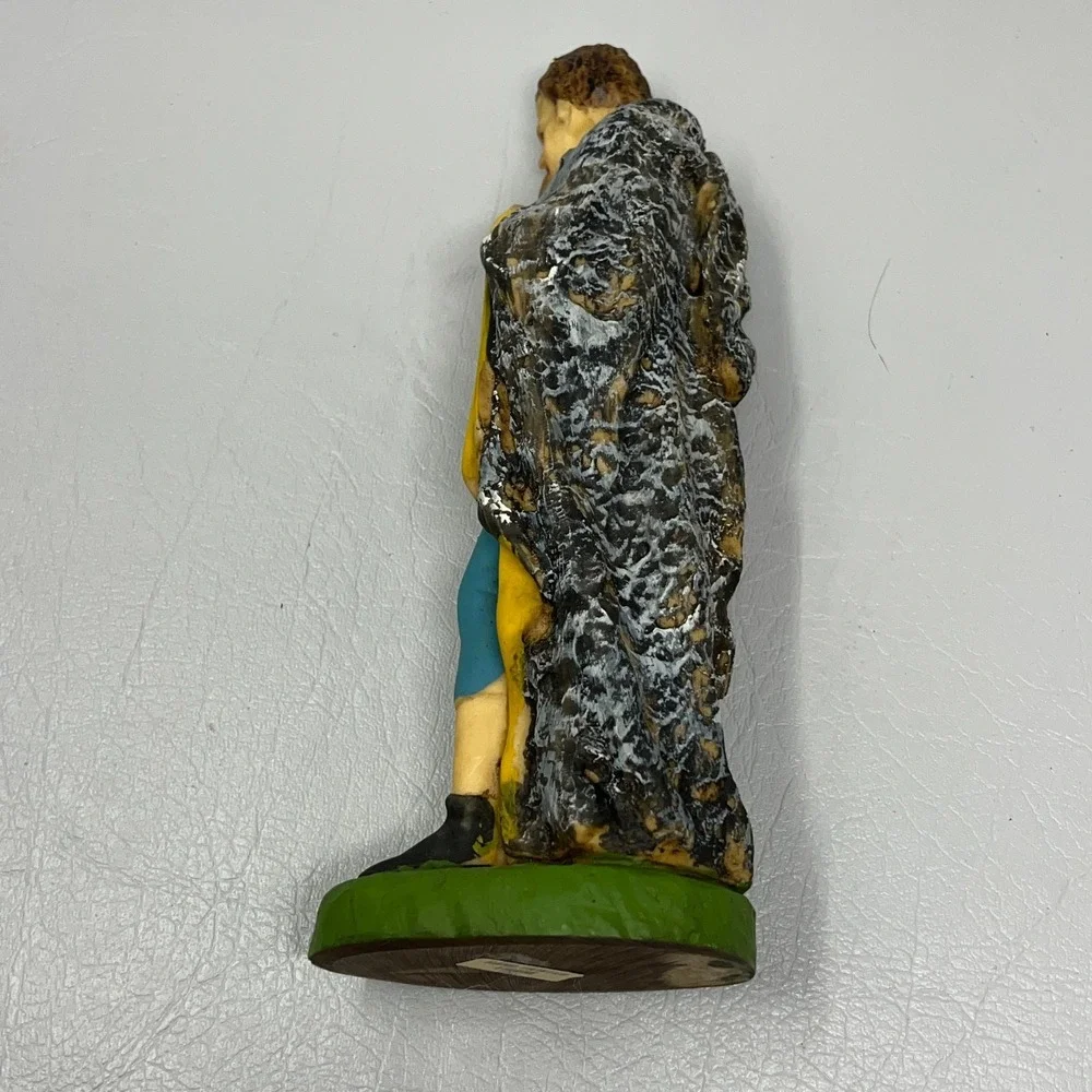 Vintage‎ Shepherd Horn Figurine Nativity Creche Hand Painted in Italy 8 3/4 inch